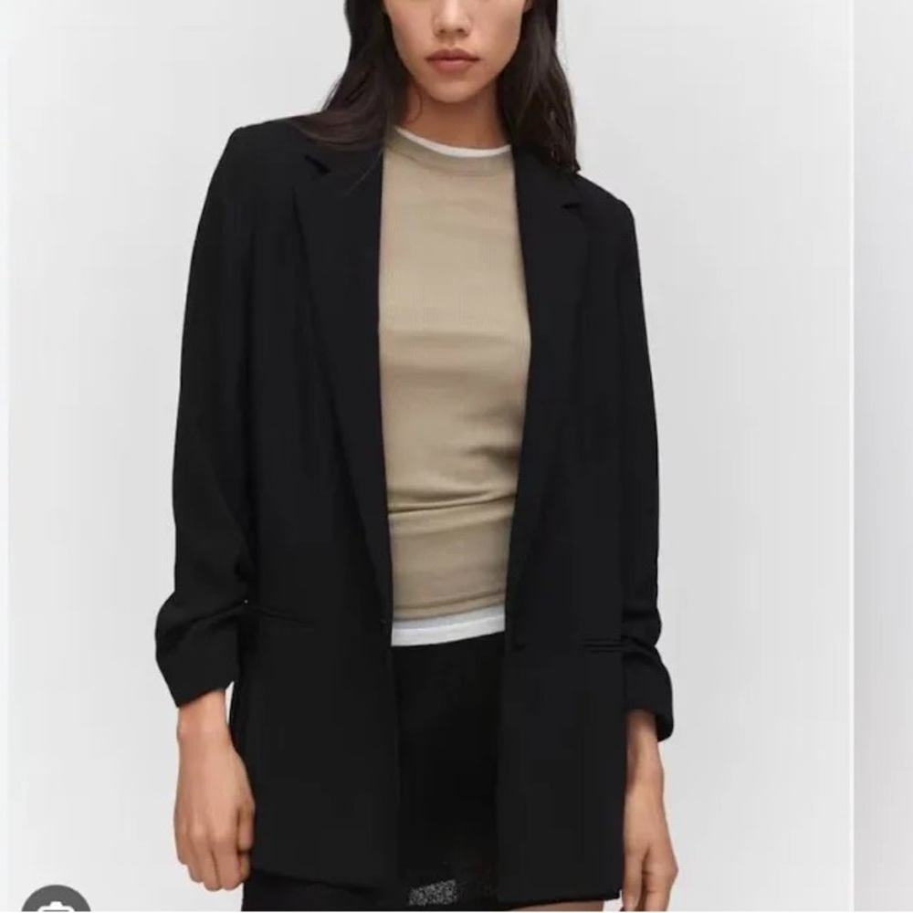 NWT Black Blazer with Gathered Sleeve